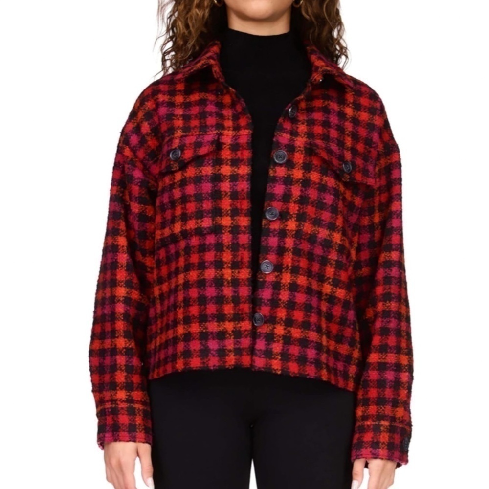 Sanctuary Plaid Pink Red Black Thick Shacket